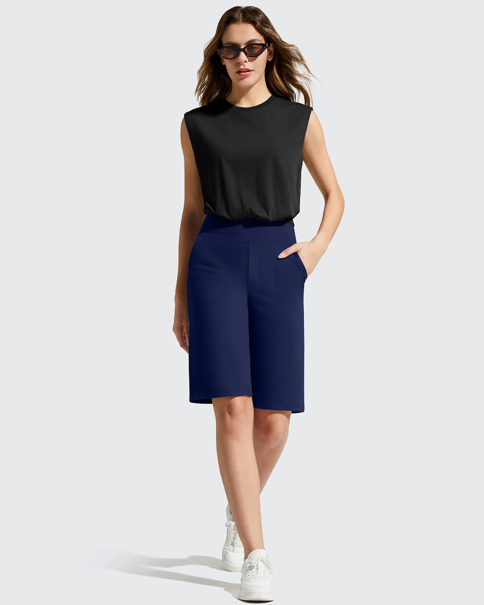 G4Free - EverGoing Bermuda Pockets Knee Length Shorts 10" -GF26E795F001A-S-GF26E795F001B-M-GF26E795F001C-L-GF26E795F001D-XL-GF26E795F001E-XXL