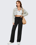 G4Free - EverGoing Business Casual High-Waist Wide Leg Pants Petite -GF23J189AF-XS