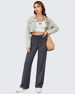 G4Free - EverGoing Business Casual High-Waist Wide Leg Pants Petite -GF23J189AF-XS
