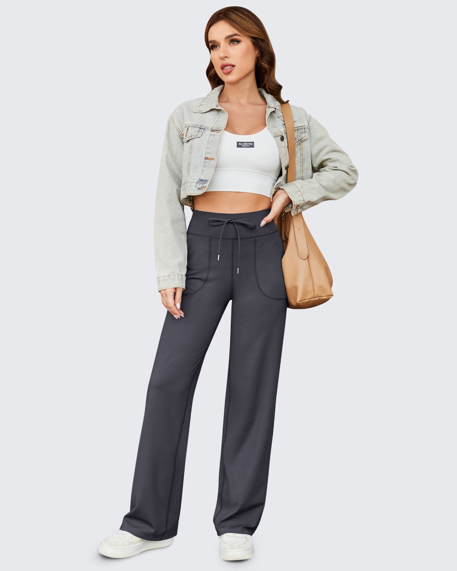 G4Free - EverGoing Business Casual High-Waist Wide Leg Pants Petite -GF23J189AF-XS