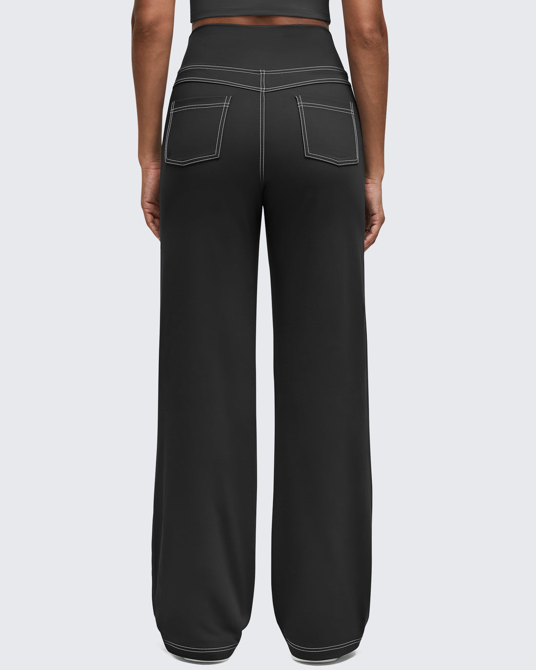 G4Free - EverGoing Contrast Stitch High-Waist Wide Leg Pants -GF25J581AA-S