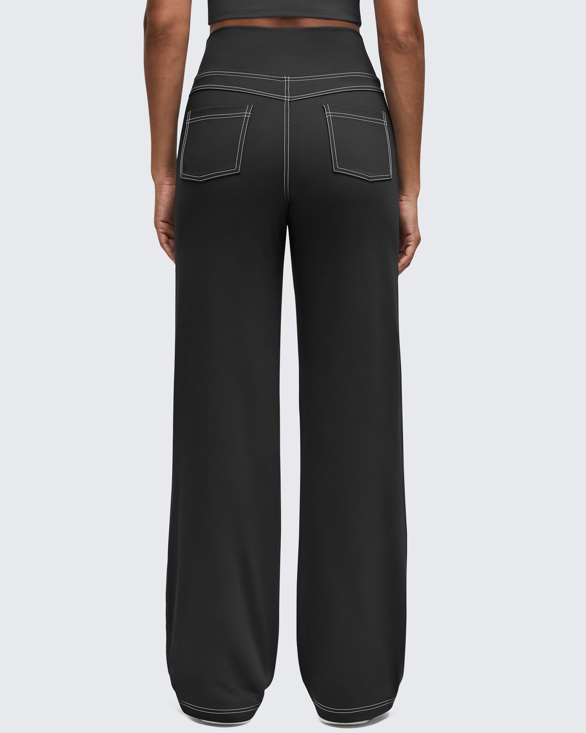 G4Free - EverGoing Contrast Stitch High-Waist Wide Leg Pants -GF25J581AA-S