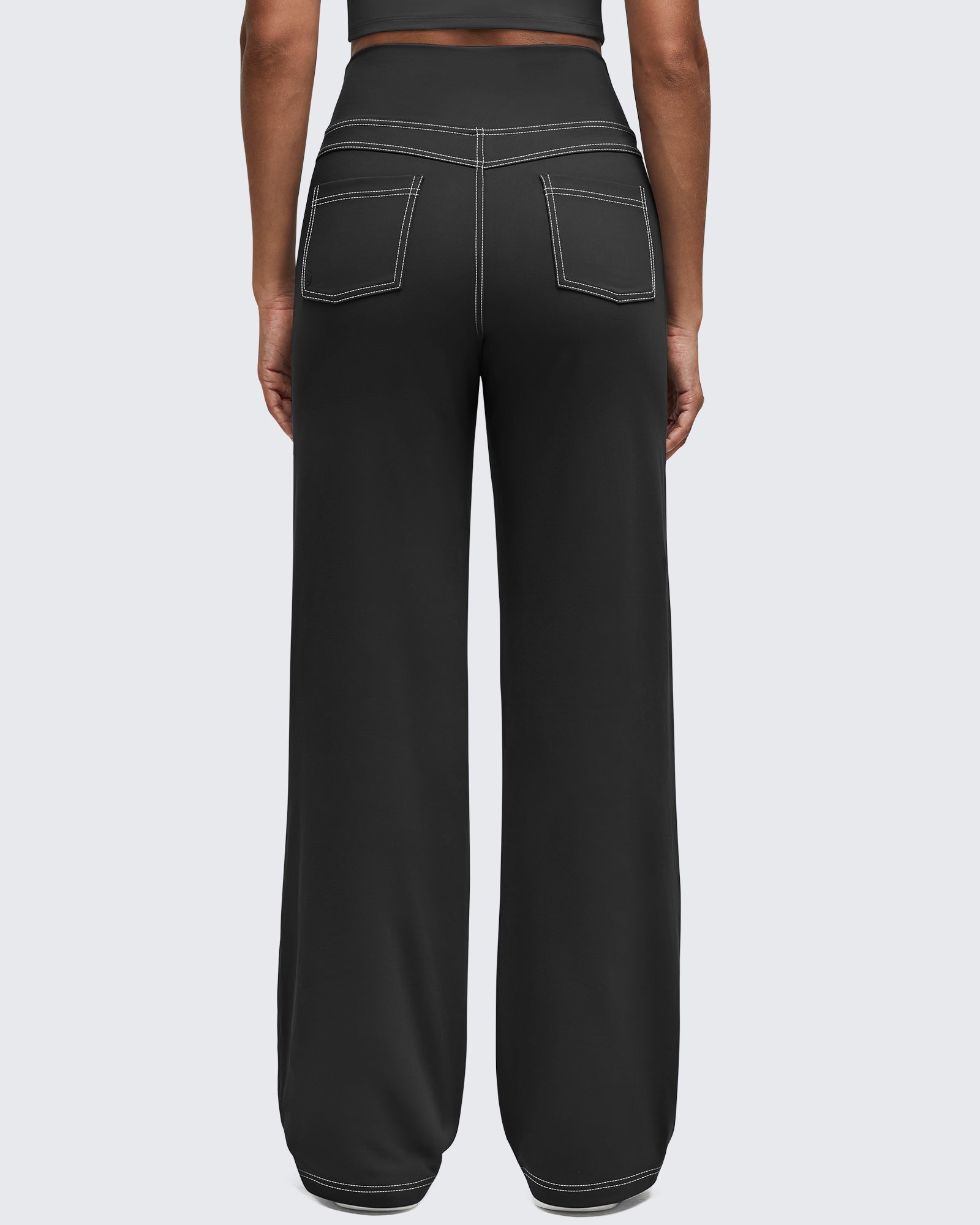 G4Free - EverGoing Contrast Stitch High-Waist Wide Leg Pants -GF25J581AA-S