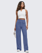G4Free - EverGoing Contrast Stitch High-Waist Wide Leg Pants -GF25J581AA-S