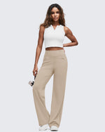G4Free - EverGoing Contrast Stitch High-Waist Wide Leg Pants -GF25J581AA-S