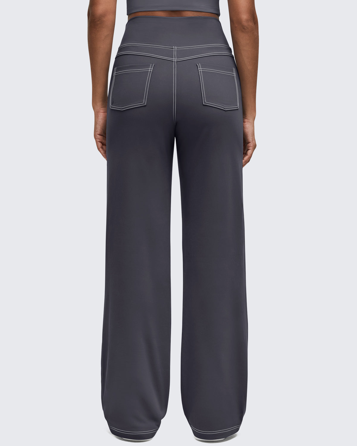 G4Free - EverGoing Contrast Stitch High-Waist Wide Leg Pants -GF25J581AA-S