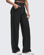 G4Free - EverGoing Contrast Stitch High-Waist Wide Leg Pants -GF25J581AA-S