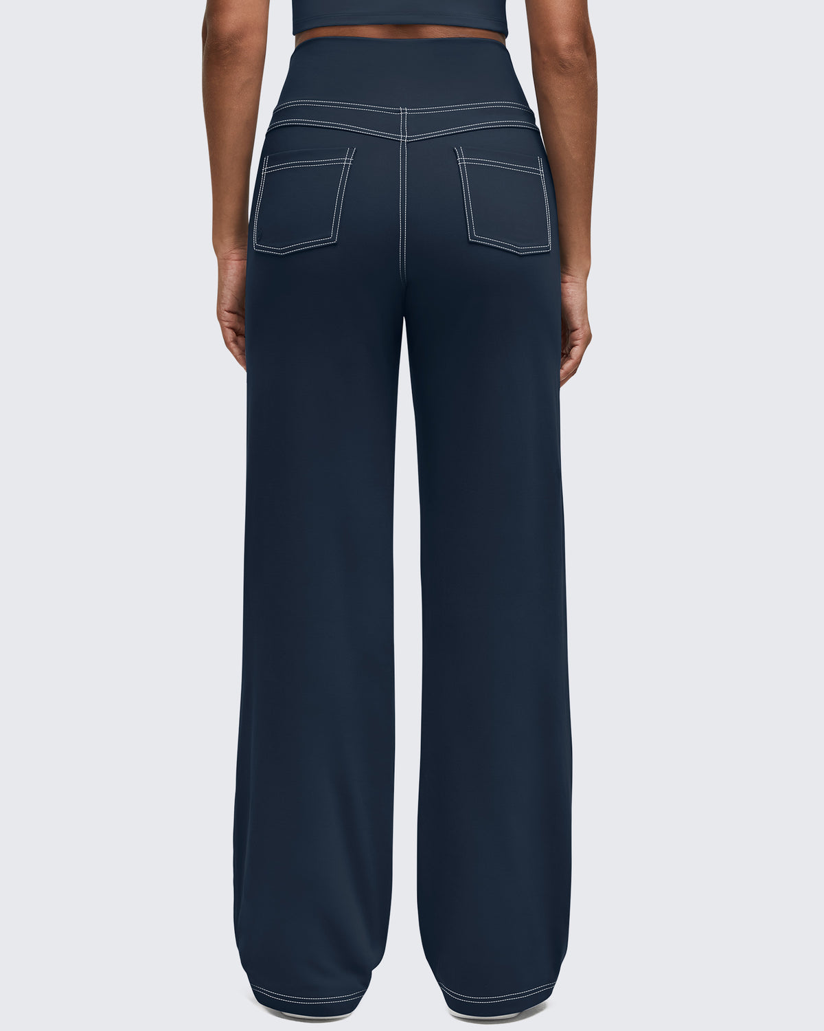 G4Free - EverGoing Contrast Stitch High-Waist Wide Leg Pants -GF25J581BA-S