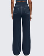 G4Free - EverGoing Contrast Stitch High-Waist Wide Leg Pants -GF25J581BA-S