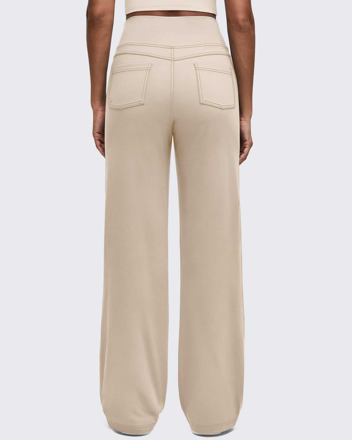 G4Free - EverGoing Contrast Stitch High-Waist Wide Leg Pants -GF25J581AA-S