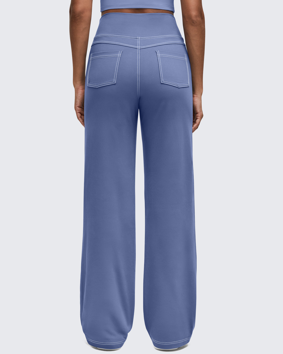 G4Free - EverGoing Contrast Stitch High-Waist Wide Leg Pants -GF25J581EA-S