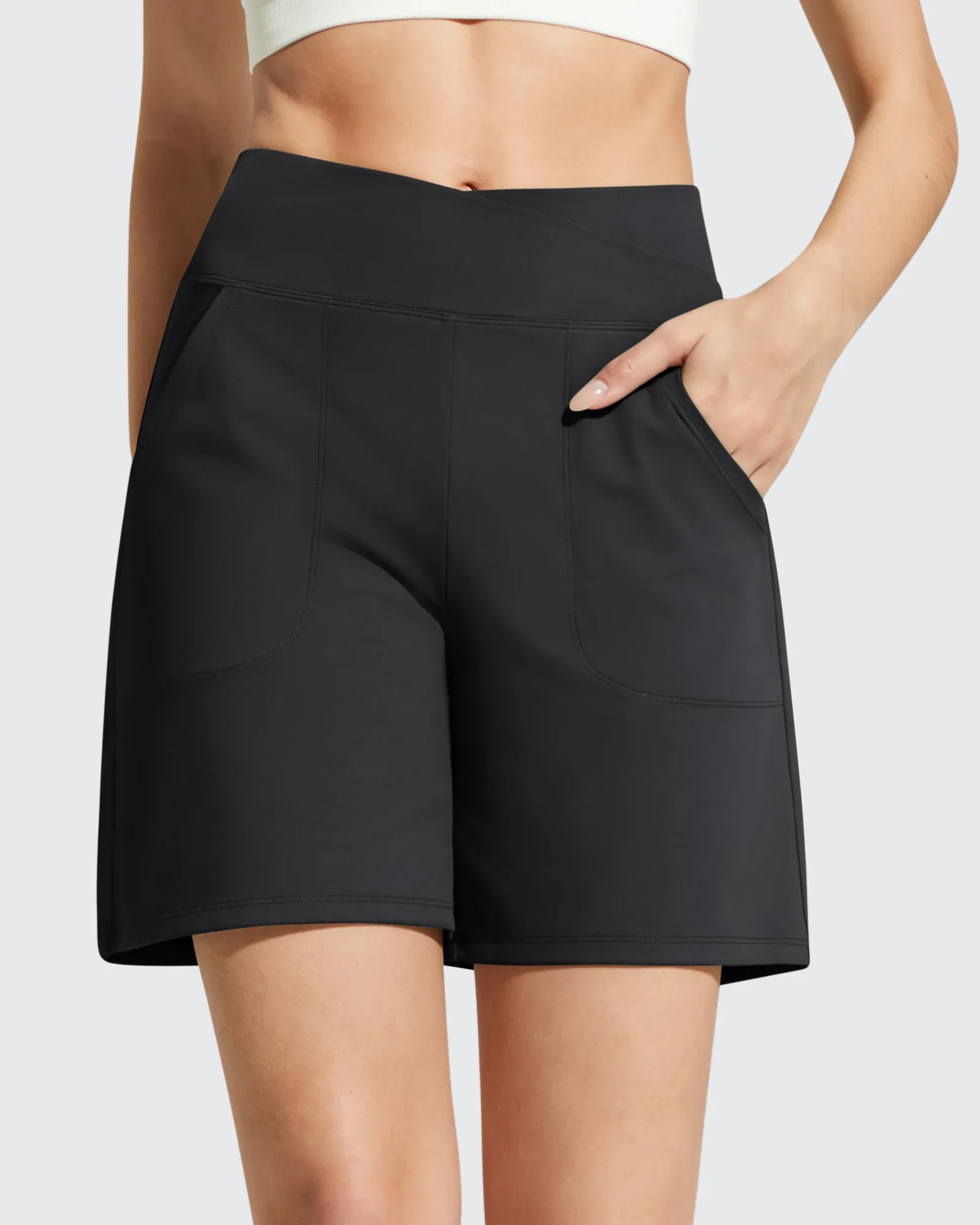 G4Free - EverGoing Cross Waist Pockets Athletic Shorts 6'' -GF26E784A001F-XS