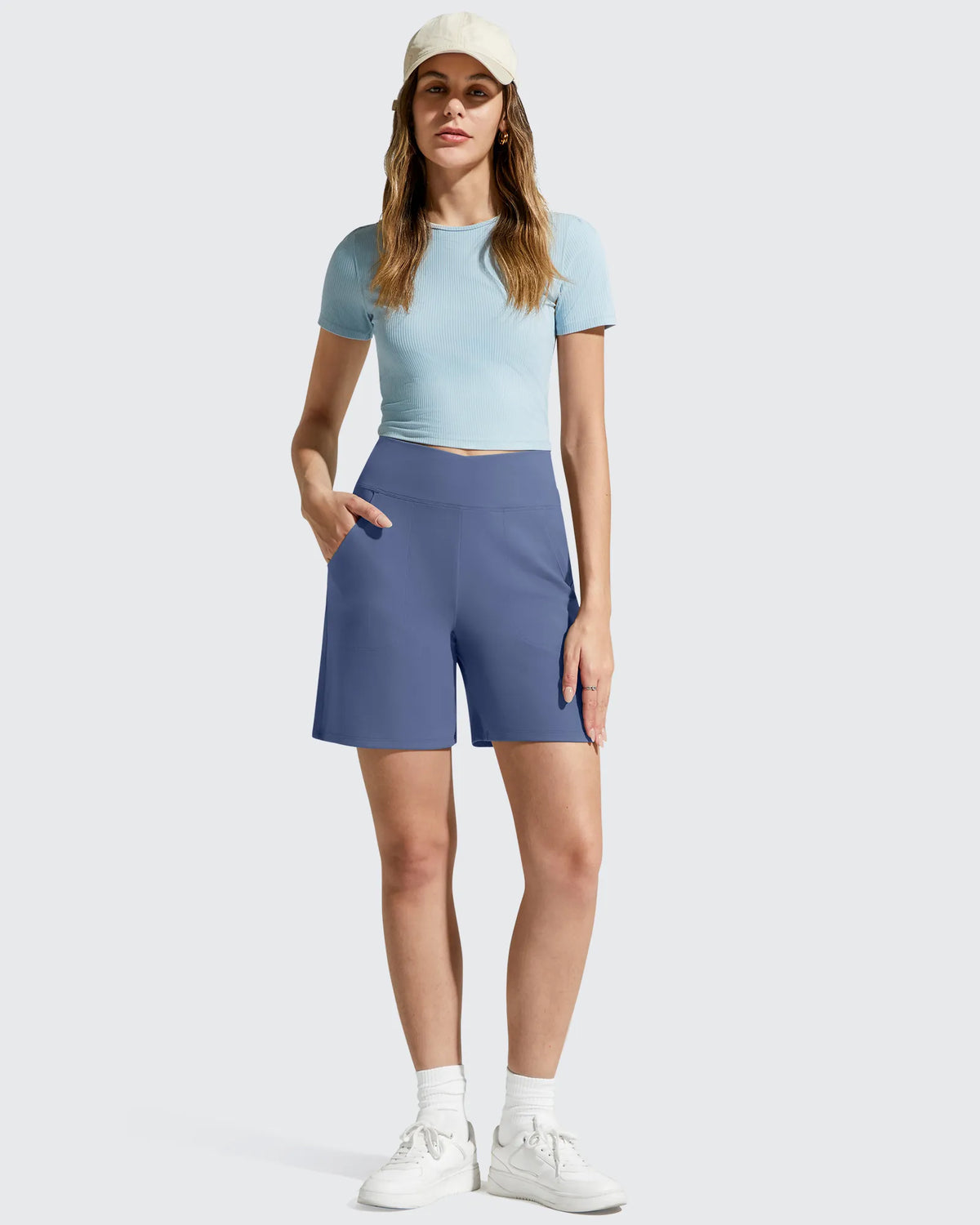 G4Free - EverGoing Cross Waist Pockets Athletic Shorts 6'' -GF26E784A001F-XS