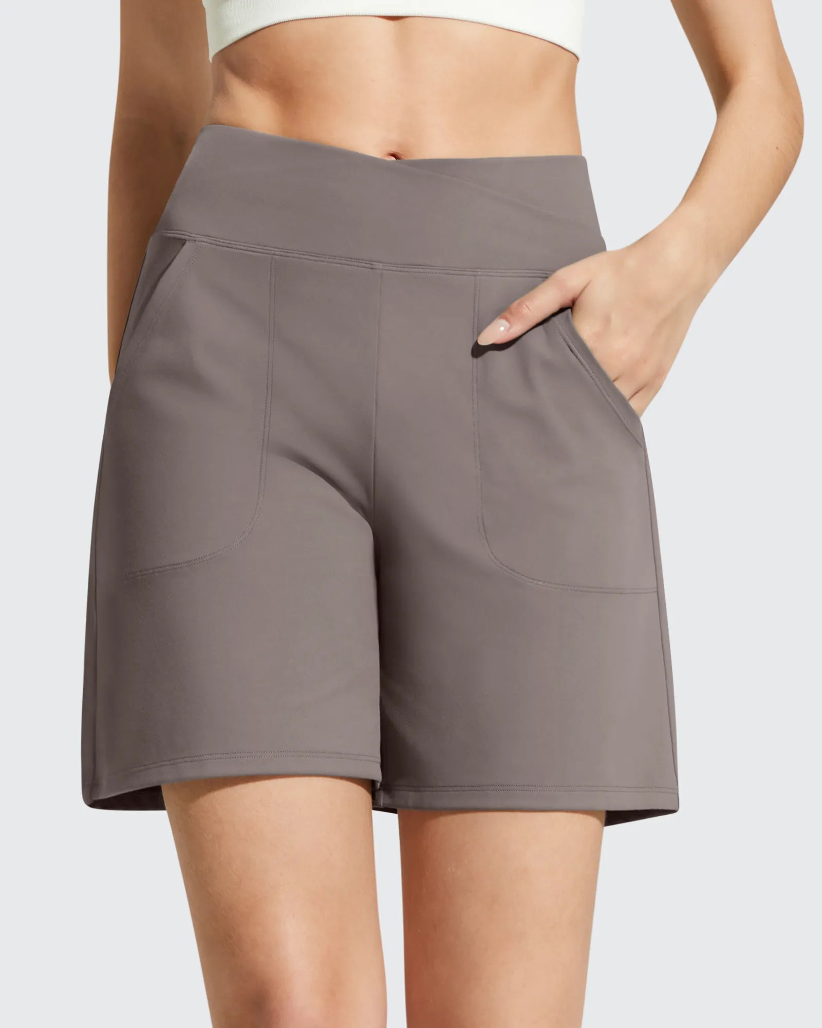 G4Free - EverGoing Cross Waist Pockets Athletic Shorts 6'' -GF26E784C007F-XS
