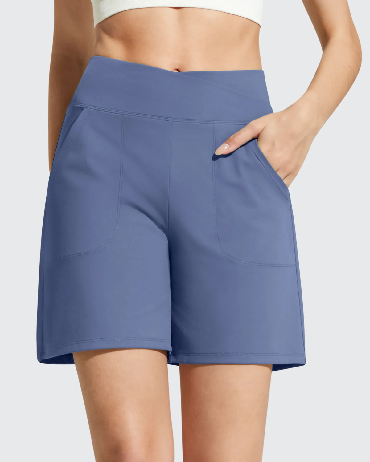 G4Free - EverGoing Cross Waist Pockets Athletic Shorts 6'' -GF26E784D015F-XS