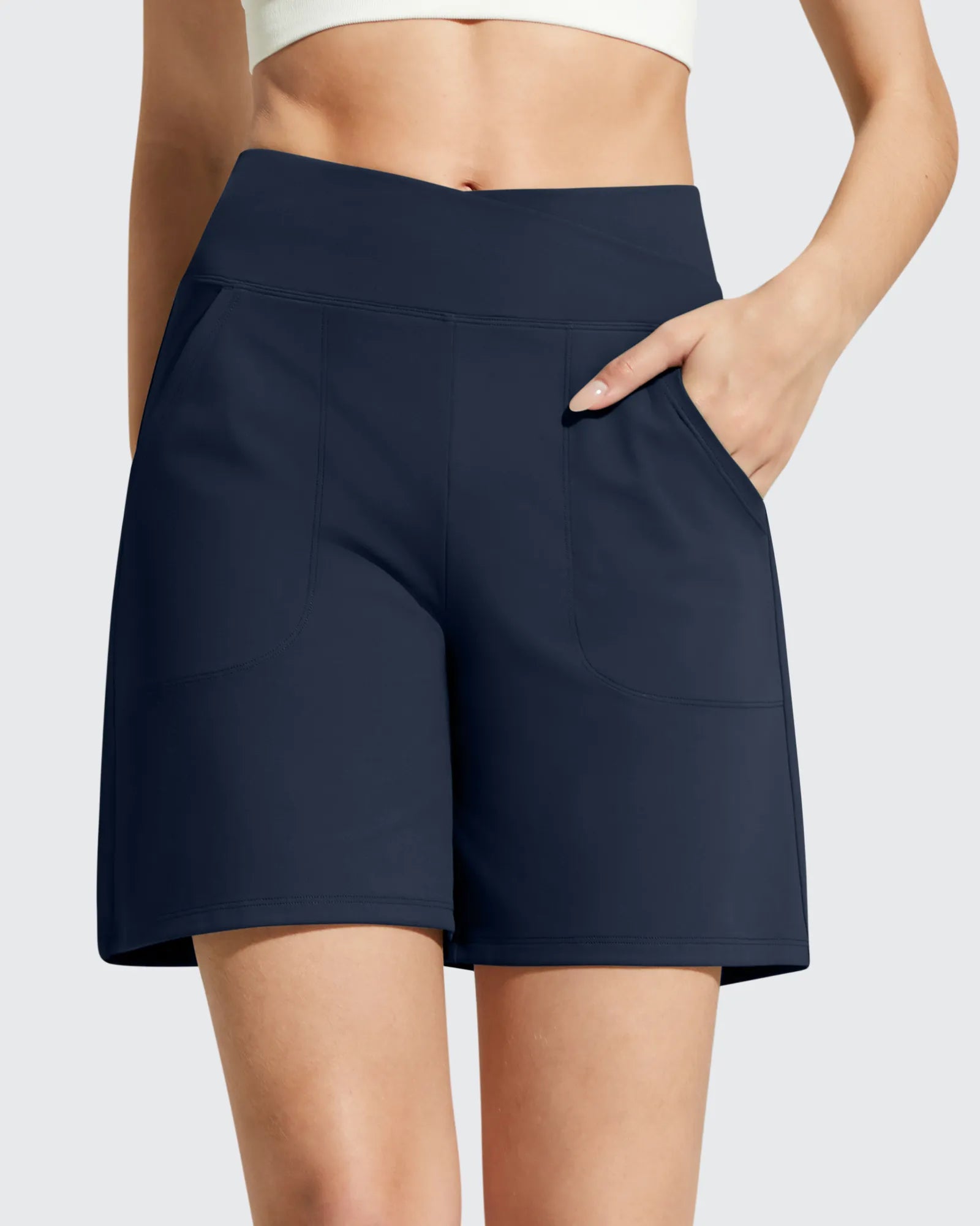 G4Free - EverGoing Cross Waist Pockets Athletic Shorts 6'' -GF26E784D019F-XS