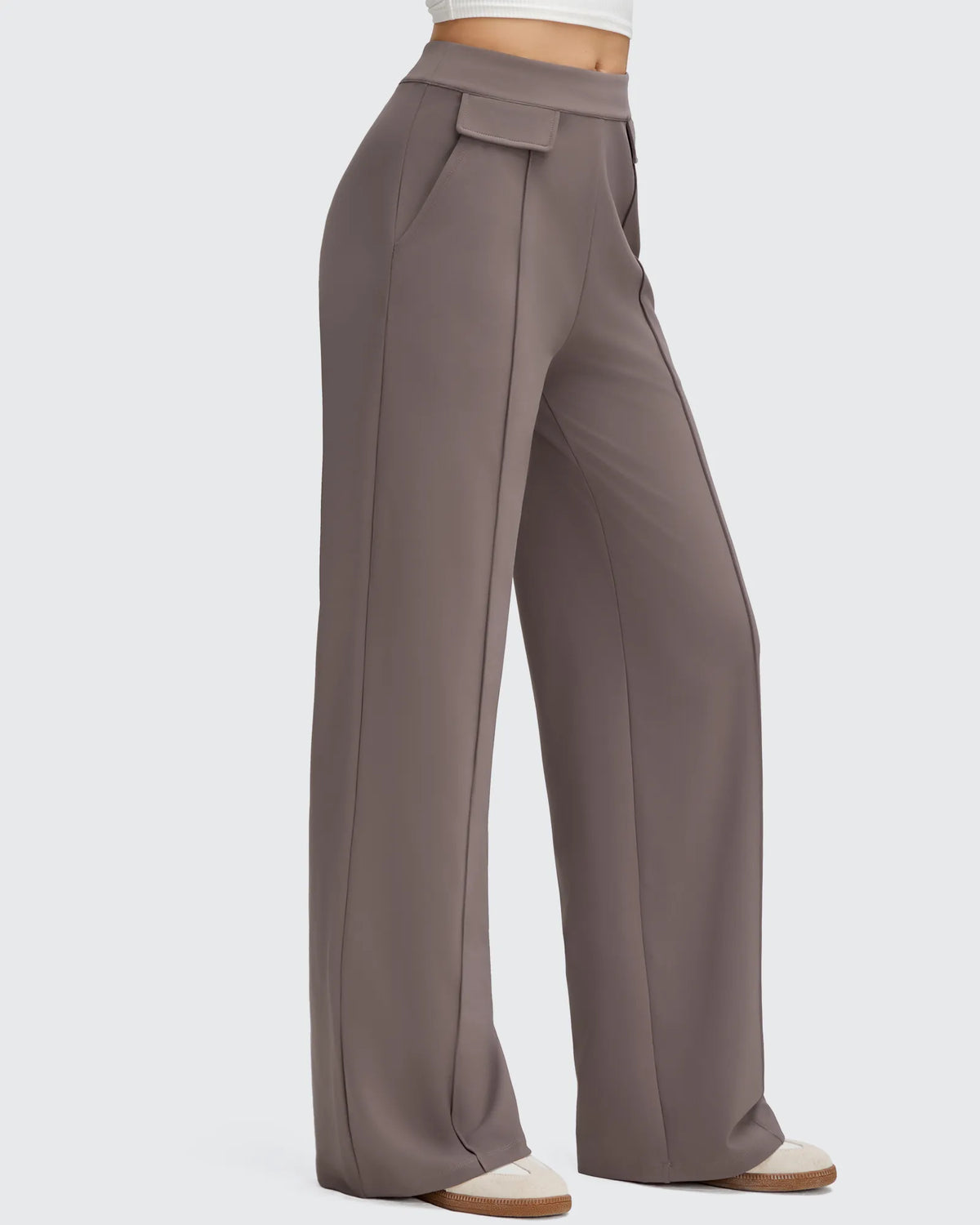 G4Free - EverGoing Flap Pockets Wide Leg Dressy Pants -GF25J640AA-S