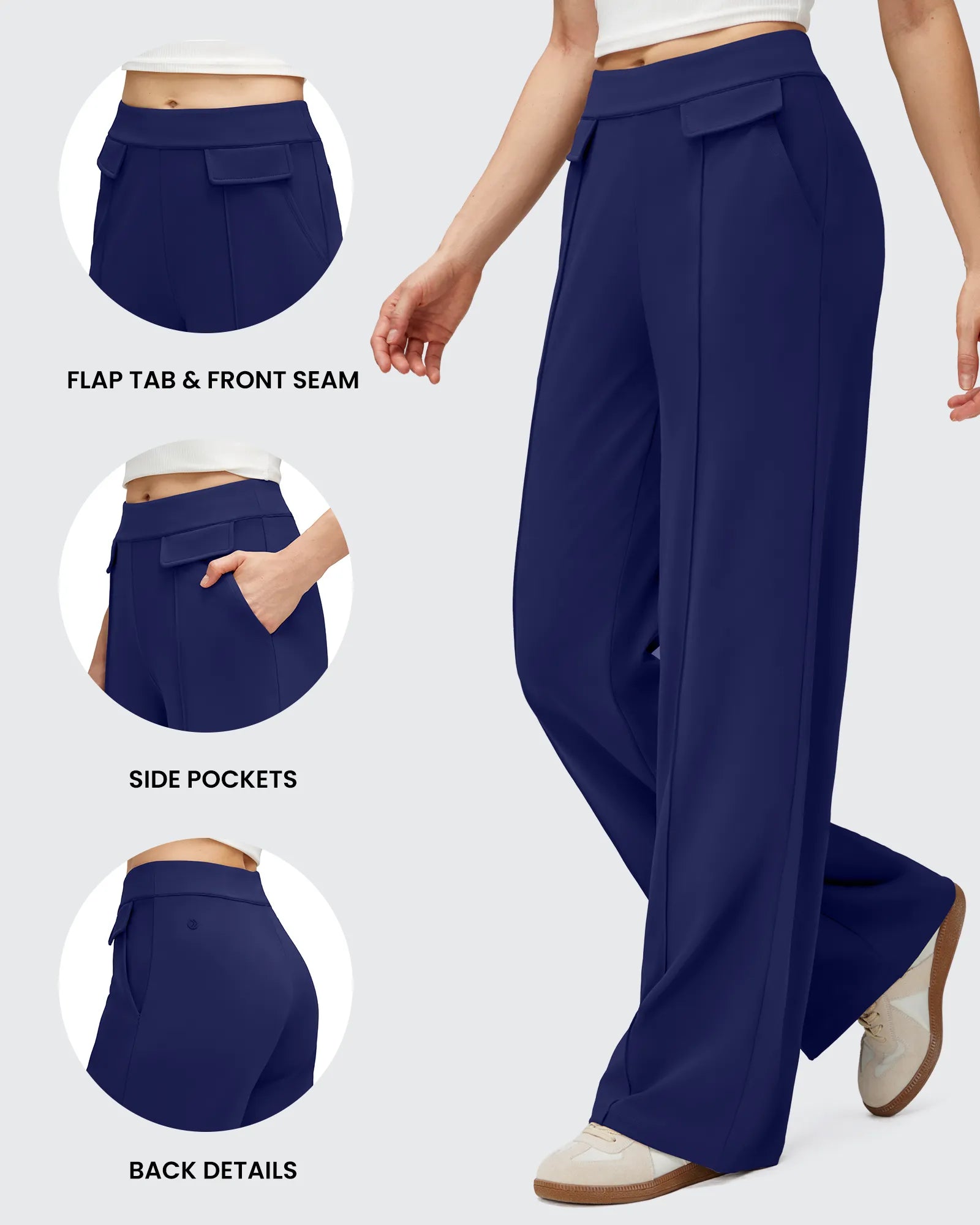 G4Free - EverGoing Flap Pockets Wide Leg Dressy Pants -GF25J640AA-S