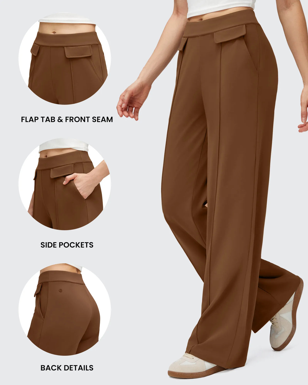 G4Free - EverGoing Flap Pockets Wide Leg Dressy Pants -GF25J640AA-S