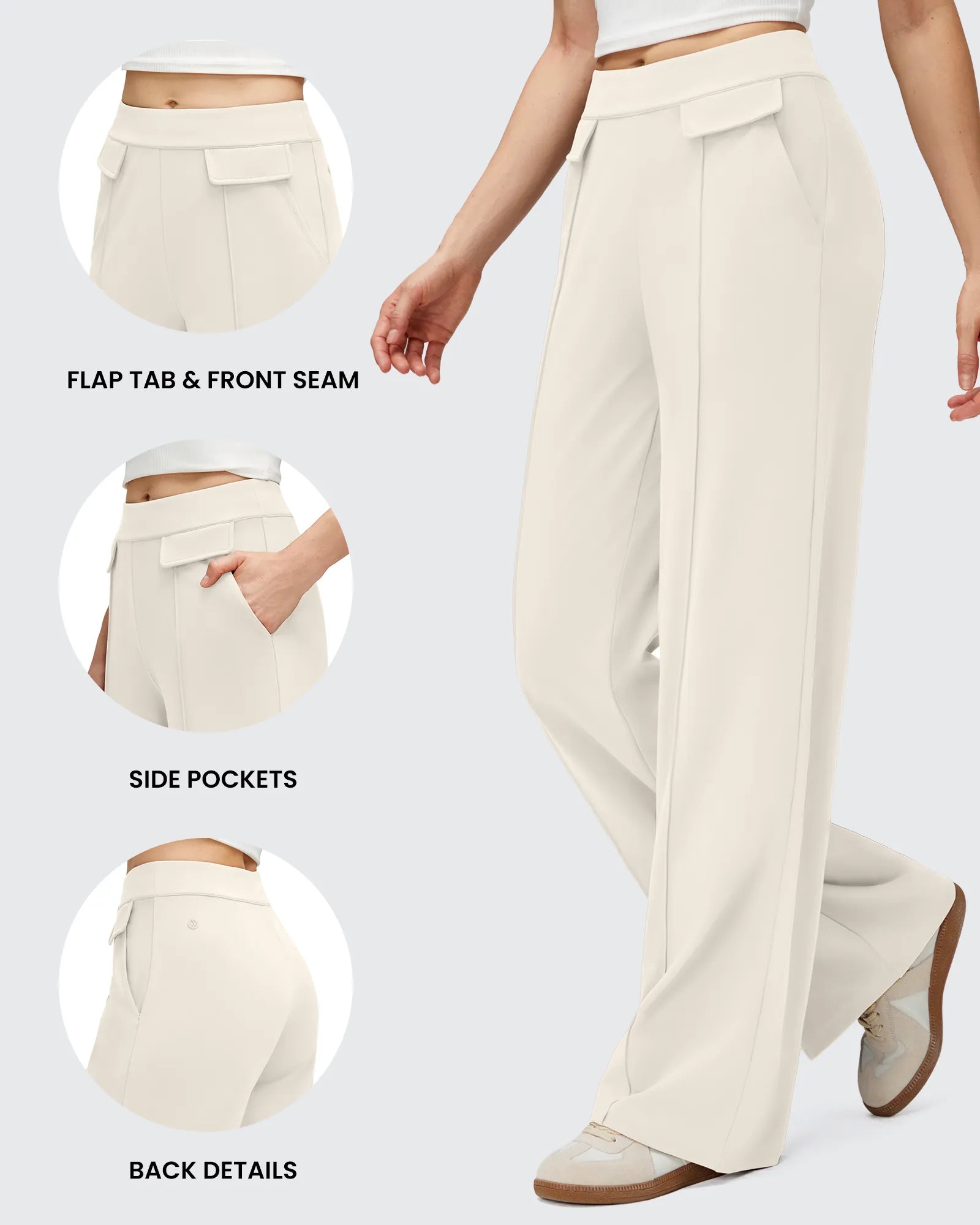 G4Free - EverGoing Flap Pockets Wide Leg Dressy Pants -GF25J640AA-S