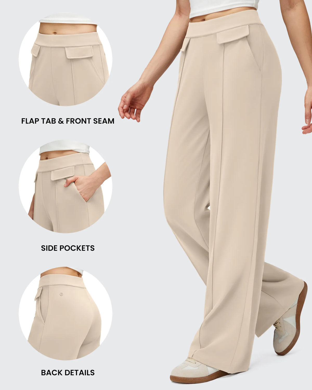 G4Free - EverGoing Flap Pockets Wide Leg Dressy Pants -GF25J640AA-S