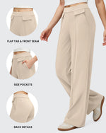 G4Free - EverGoing Flap Pockets Wide Leg Dressy Pants -GF25J640AA-S