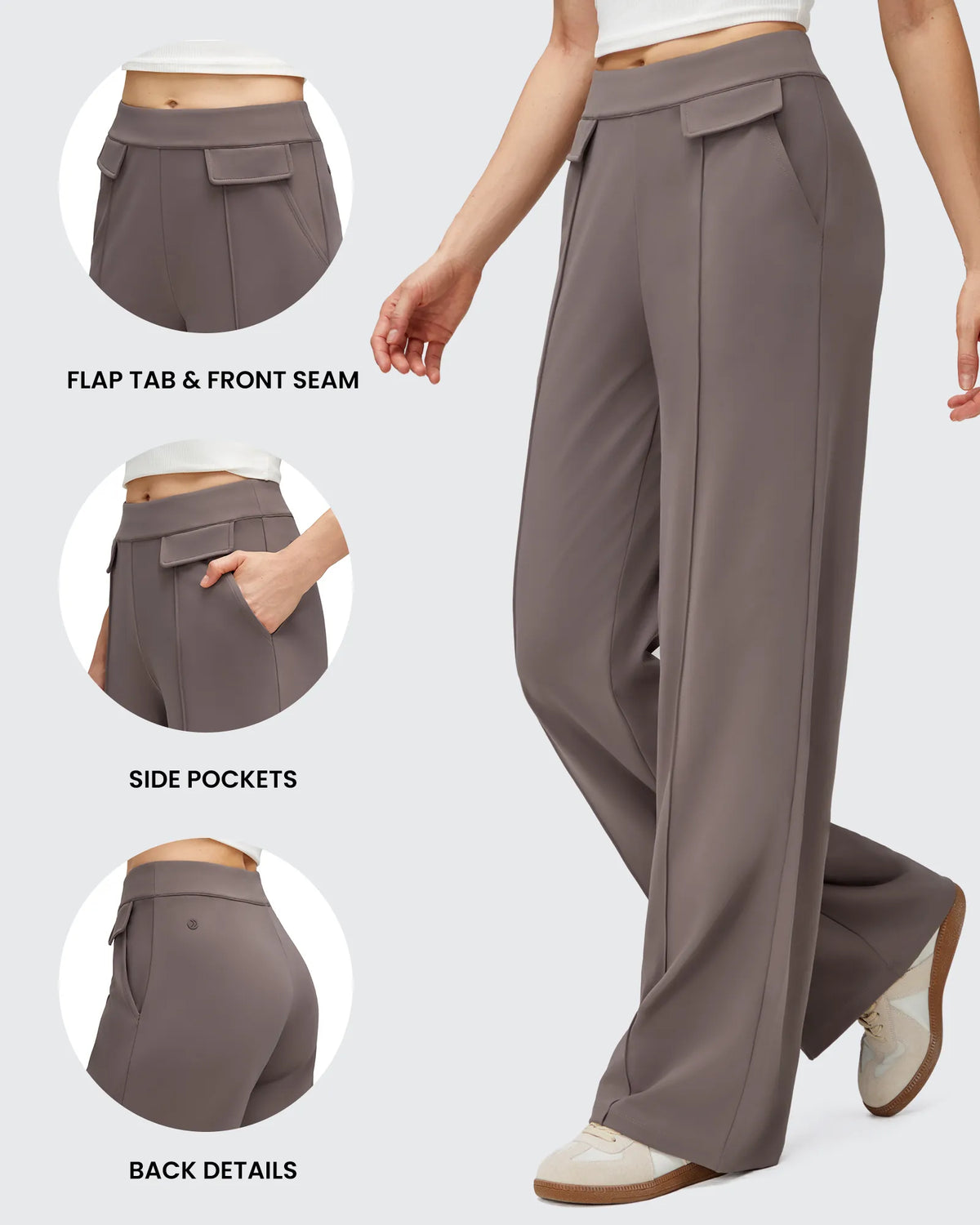 G4Free - EverGoing Flap Pockets Wide Leg Dressy Pants -GF25J640AA-S