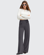 G4Free - EverGoing Flap Pockets Wide Leg Dressy Pants -GF25J640AA-S
