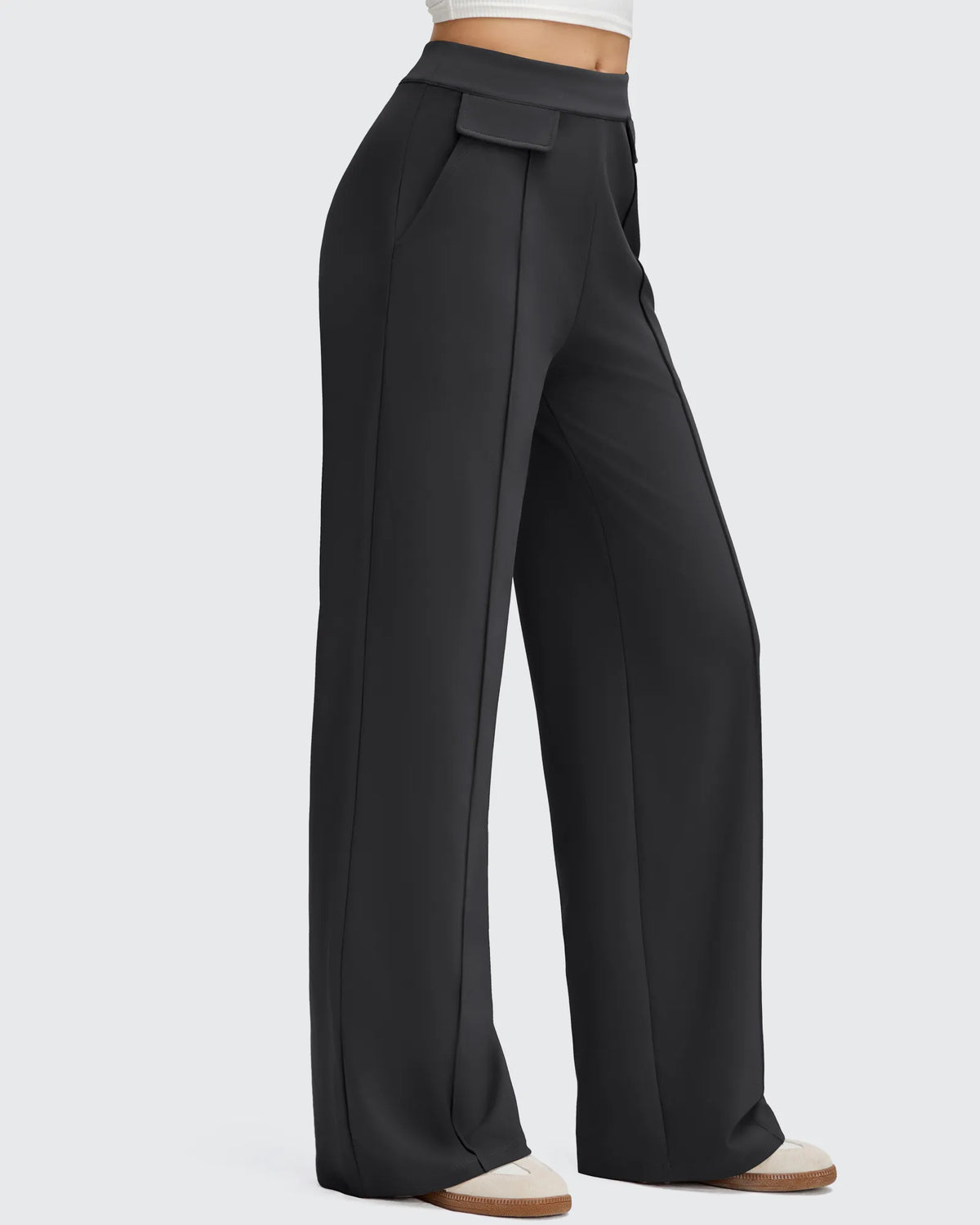 G4Free - EverGoing Flap Pockets Wide Leg Dressy Pants -GF25J640AA-S