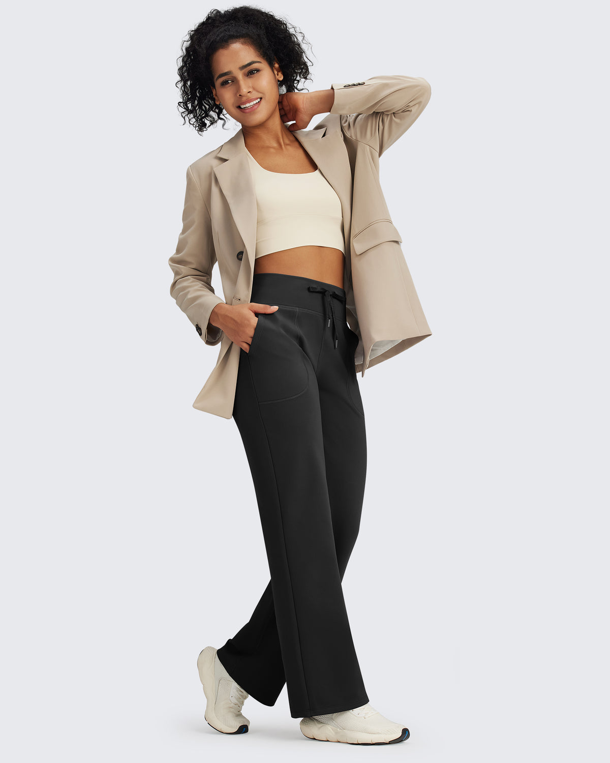 G4Free - EverGoing Fleece Lined High-Waist Drawstring Pants -GF24J215AA-S
