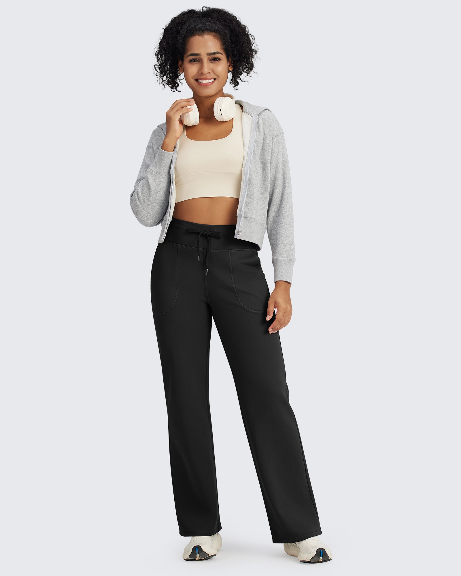 G4Free - EverGoing Fleece Lined High-Waist Drawstring Pants -GF24J215AA-S