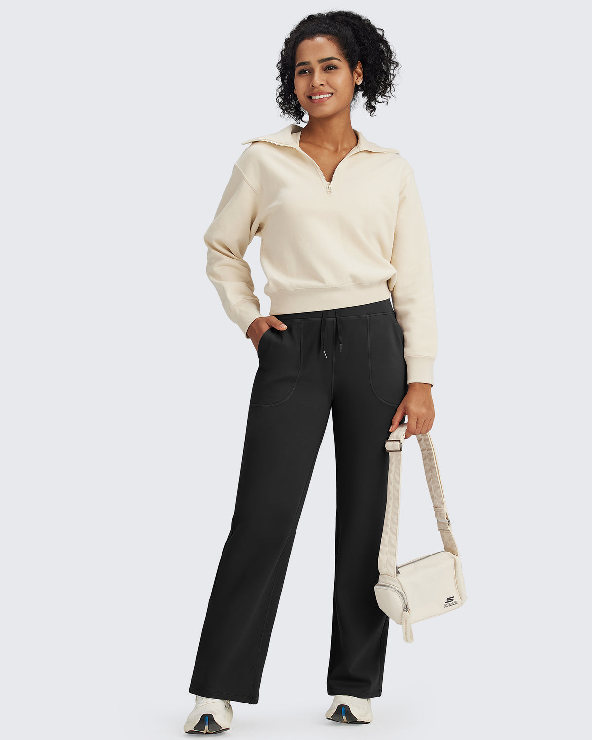 G4Free - EverGoing Fleece Lined High-Waist Drawstring Pants -GF24J215AA-S