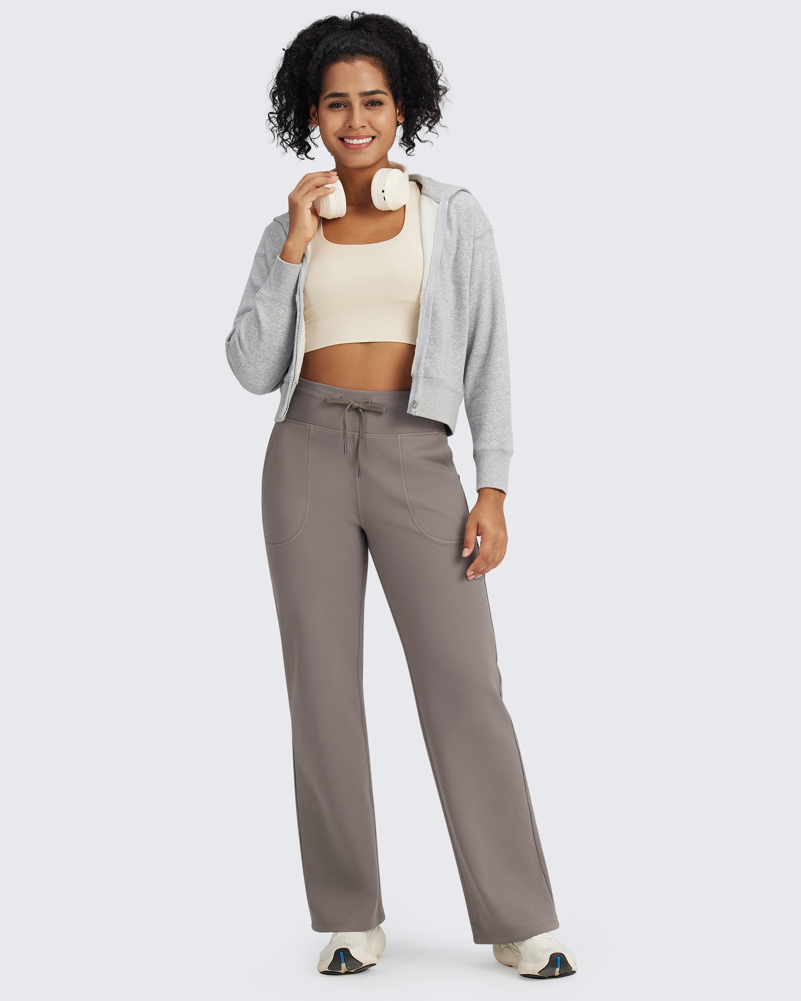 G4Free - EverGoing Fleece Lined High-Waist Drawstring Pants -GF24J215AA-S