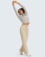 G4Free - EverGoing Fleece Lined High-Waist Drawstring Pants -GF24J215AA-S