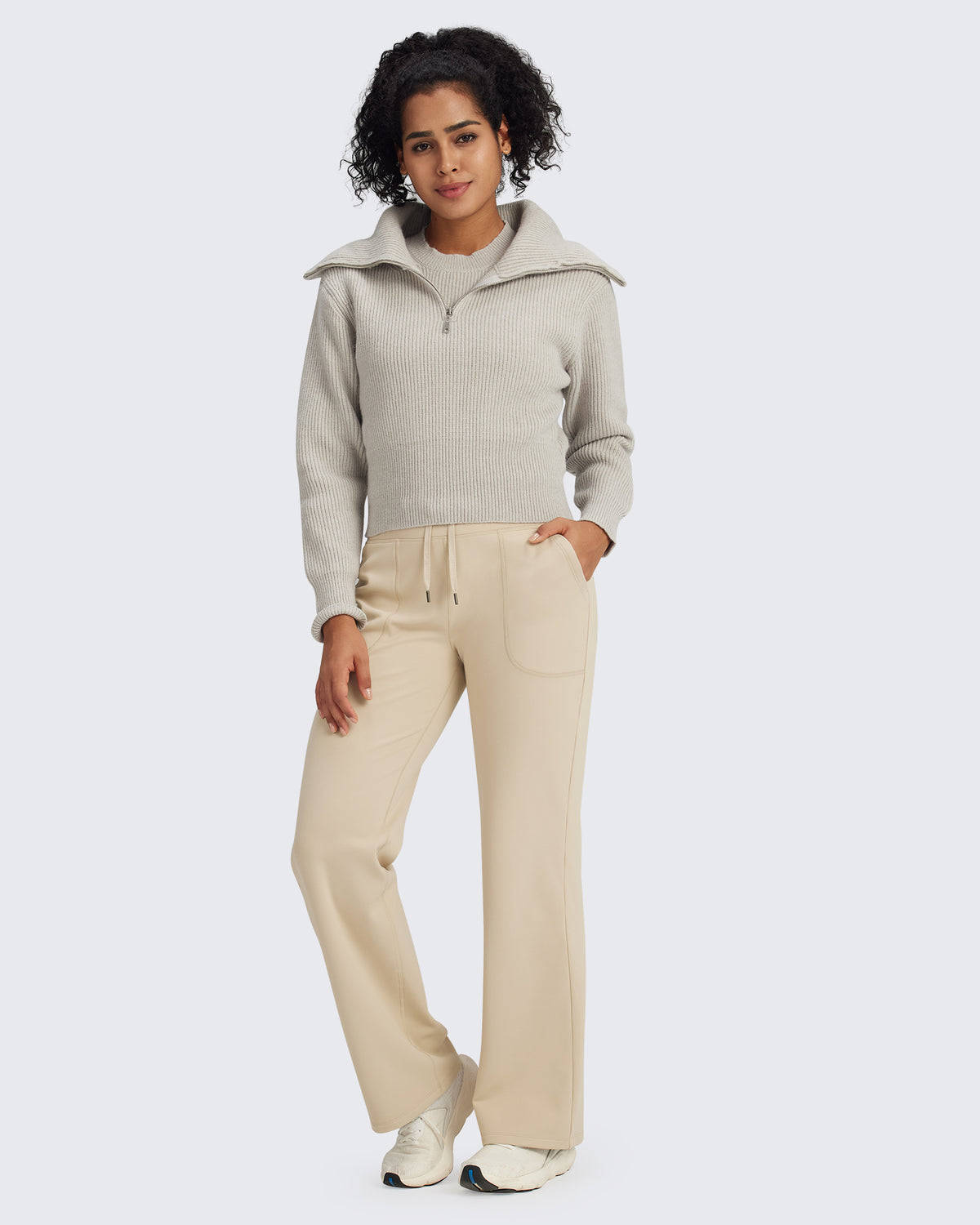 G4Free - EverGoing Fleece Lined High-Waist Drawstring Pants -GF24J215AA-S