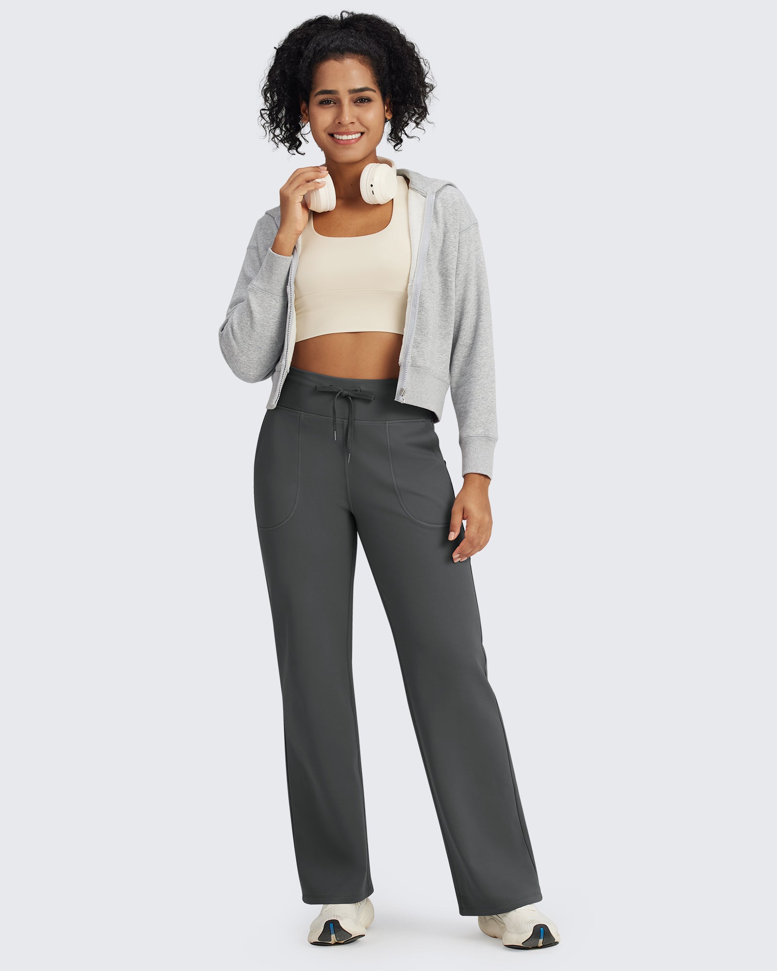 G4Free - EverGoing Fleece Lined High-Waist Drawstring Pants -GF24J215AA-S