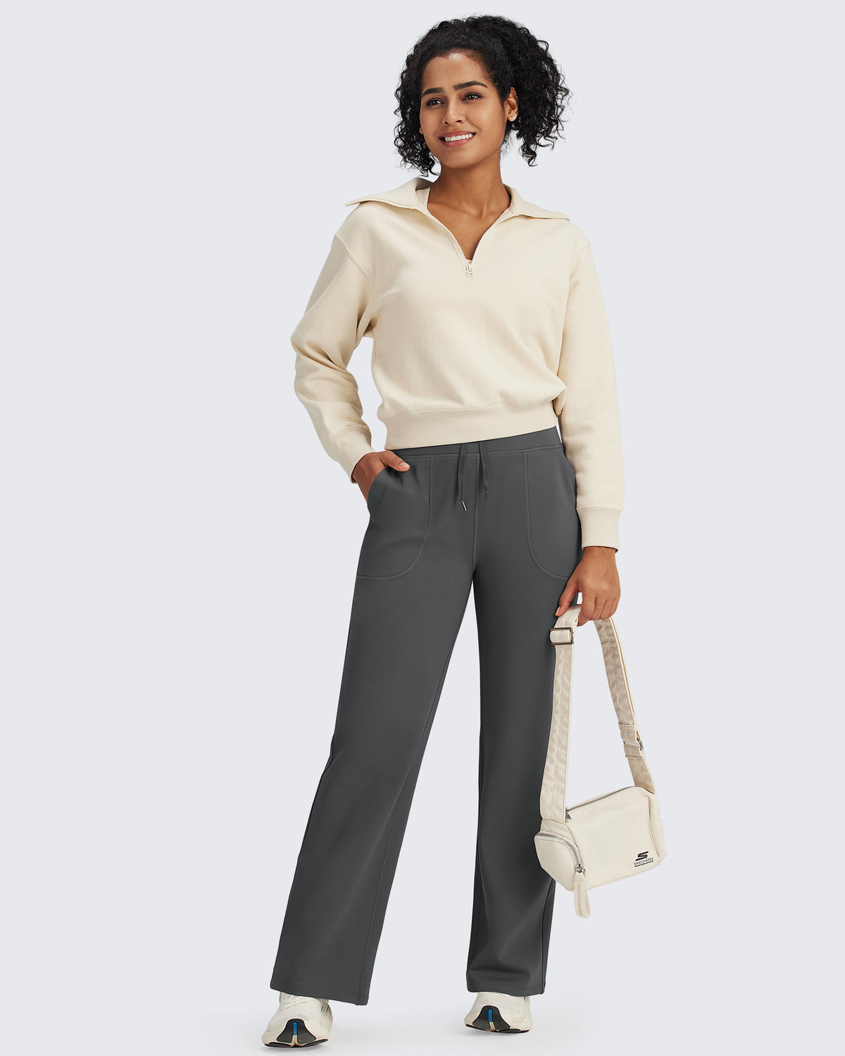 G4Free - EverGoing Fleece Lined High-Waist Drawstring Pants -GF24J215AA-S