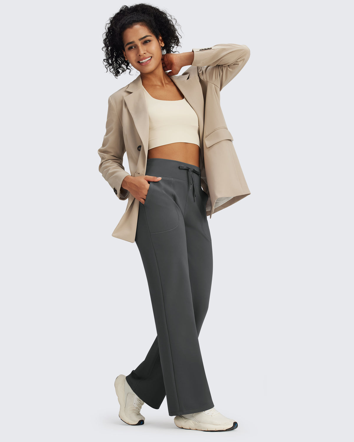 G4Free - EverGoing Fleece Lined High-Waist Drawstring Pants -GF24J215AA-S