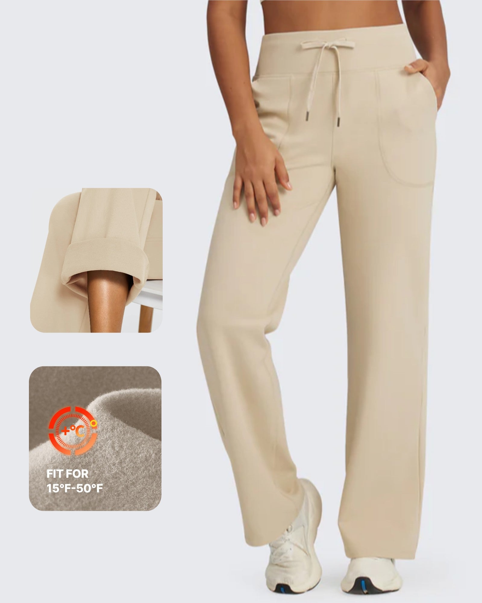 G4Free - EverGoing Fleece Lined High-Waist Drawstring Pants -GF24J215AA-S