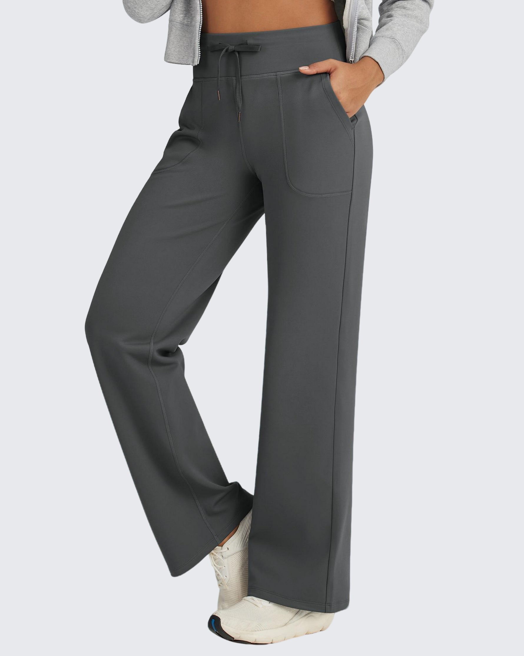 G4Free - EverGoing Fleece Lined High-Waist Drawstring Pants -GF24J215BA-S