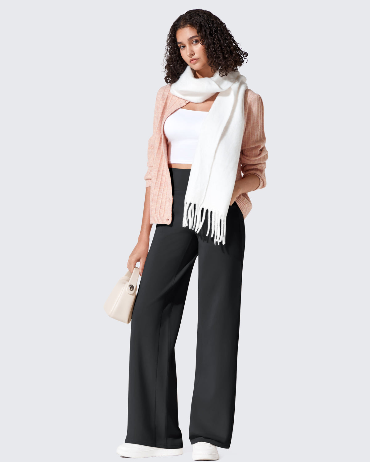 G4Free - EverGoing Fleece Lined High-Waist Wide Leg Thermal Trousers -GF24J230AA-S