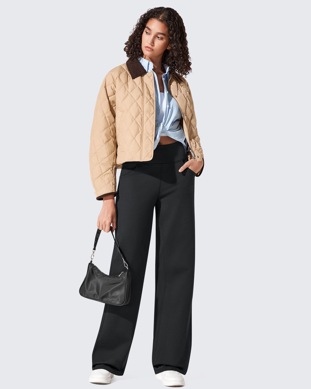 G4Free - EverGoing Fleece Lined High-Waist Wide Leg Thermal Trousers -GF24J230AA-S