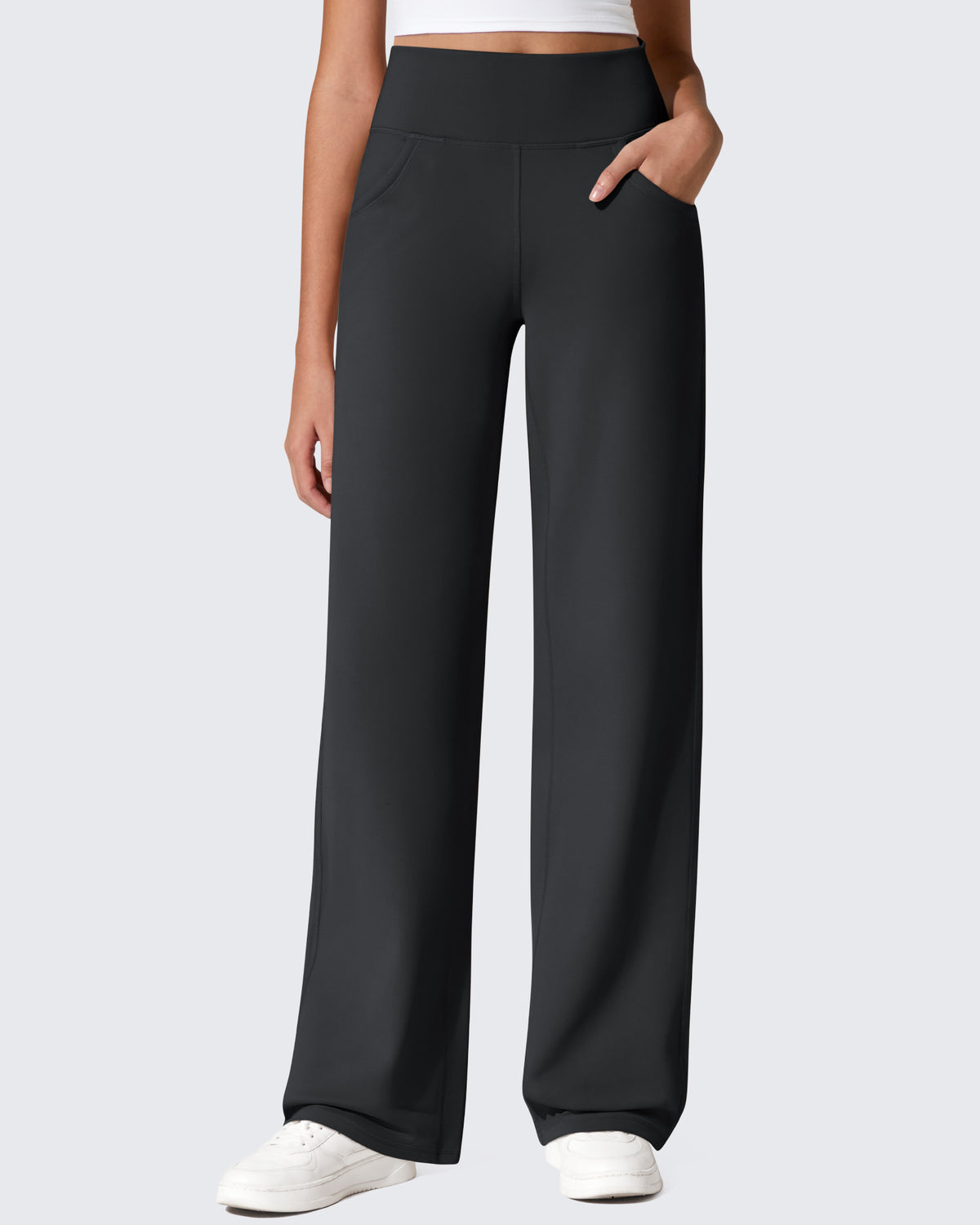 G4Free - EverGoing Fleece Lined High-Waist Wide Leg Thermal Trousers -GF24J230AA-S