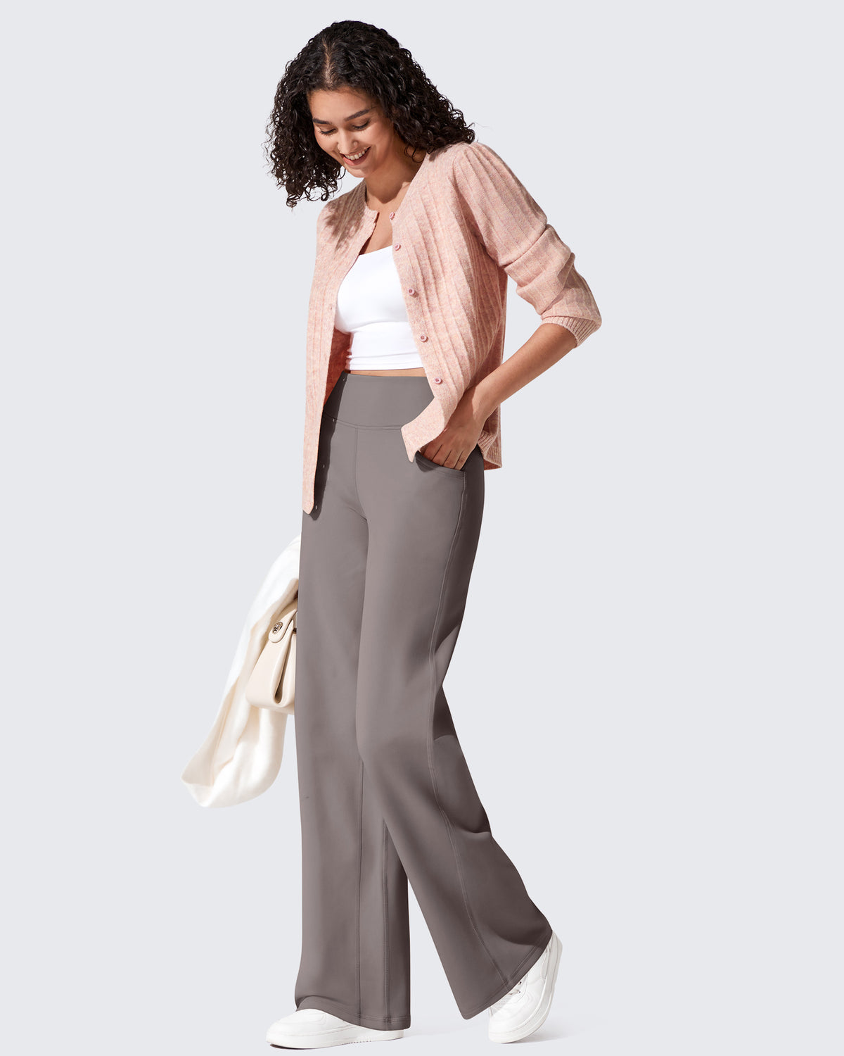G4Free - EverGoing Fleece Lined High-Waist Wide Leg Thermal Trousers -GF24J230AA-S