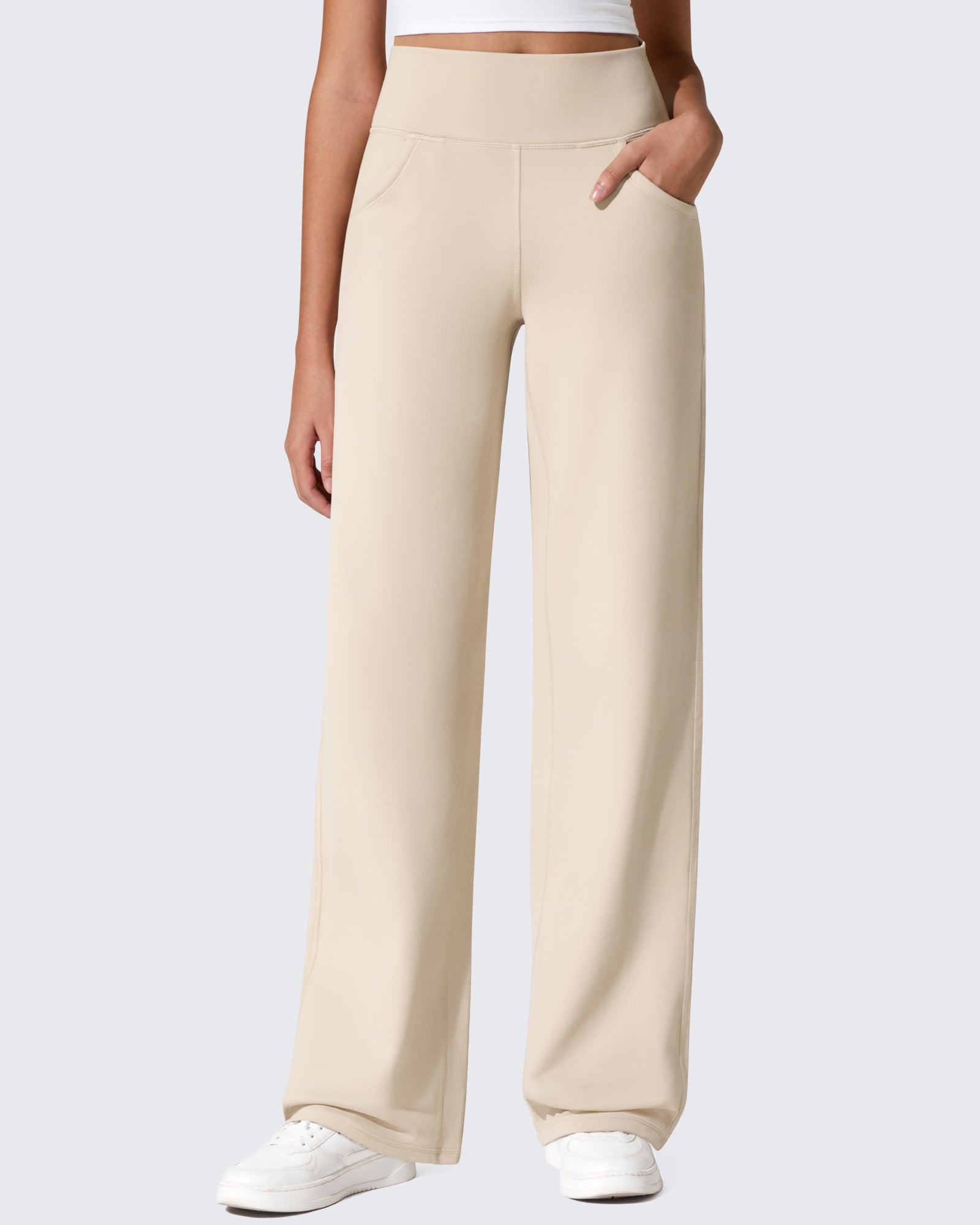 G4Free - EverGoing Fleece Lined High-Waist Wide Leg Thermal Trousers -GF24J230AA-S