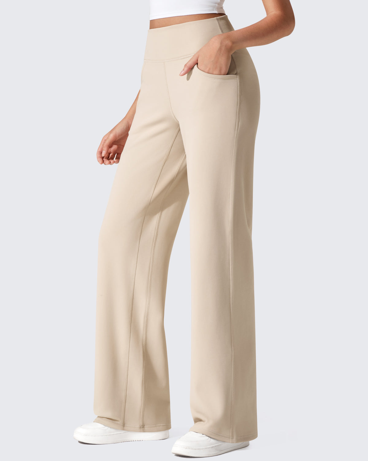 G4Free - EverGoing Fleece Lined High-Waist Wide Leg Thermal Trousers -GF24J230AA-S