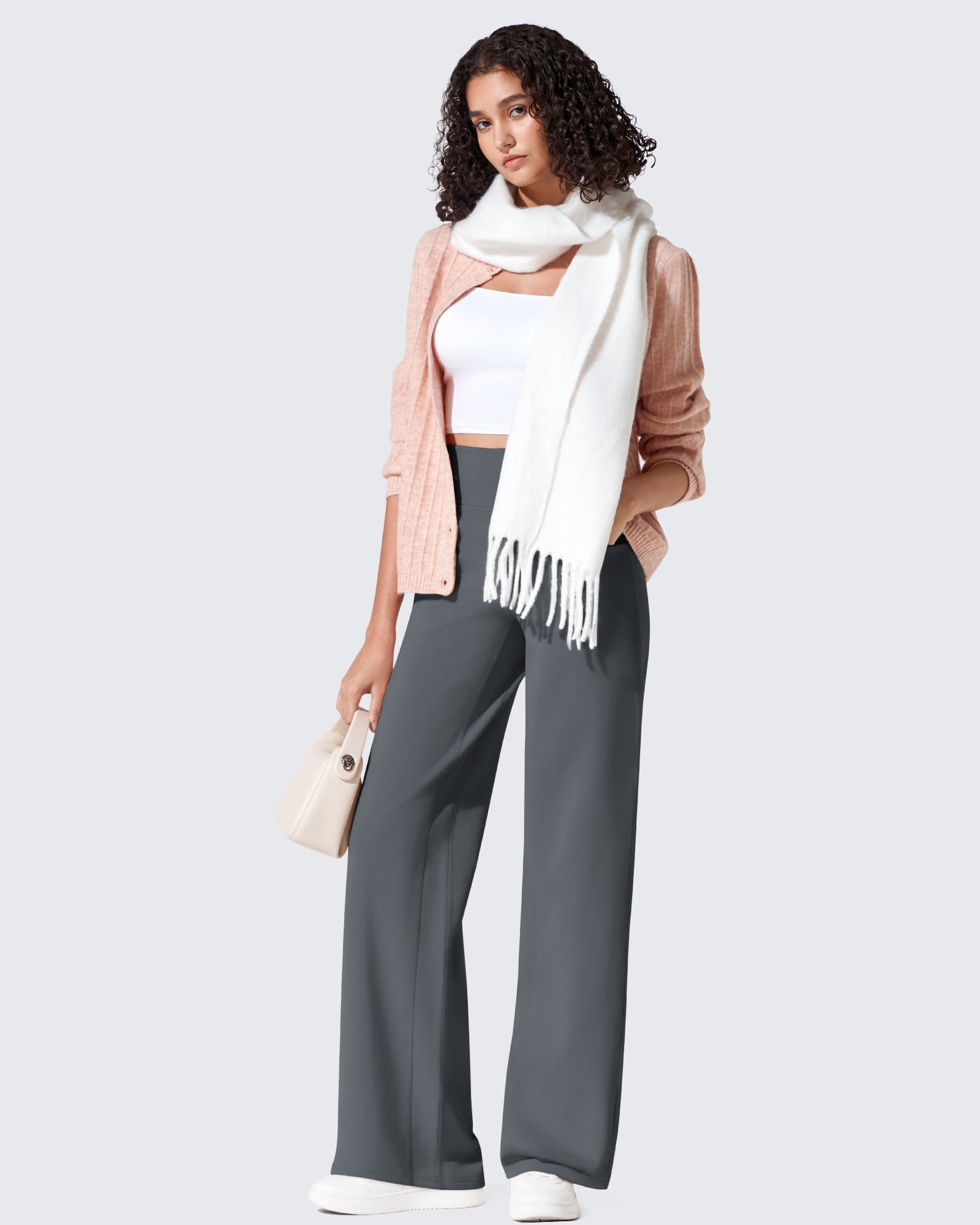 G4Free - EverGoing Fleece Lined High-Waist Wide Leg Thermal Trousers -GF24J230AA-S