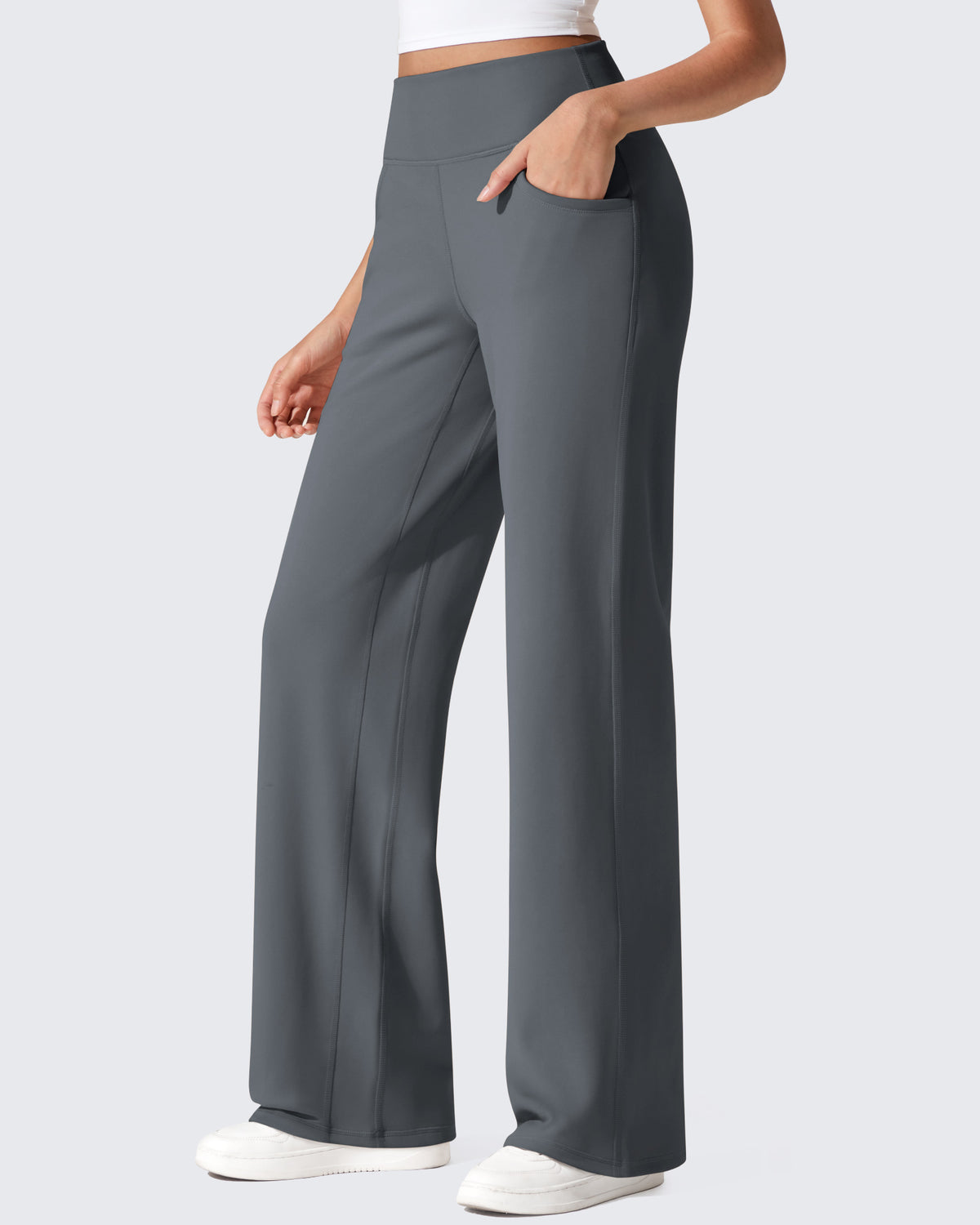 G4Free - EverGoing Fleece Lined High-Waist Wide Leg Thermal Trousers -GF24J230AA-S