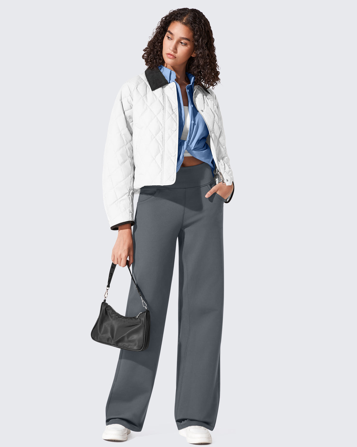 G4Free - EverGoing Fleece Lined High-Waist Wide Leg Thermal Trousers -GF24J230AA-S