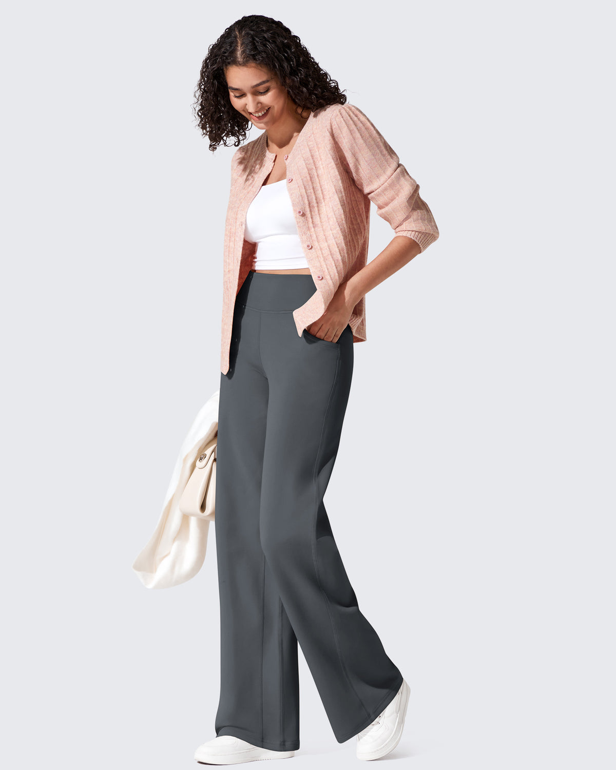 G4Free - EverGoing Fleece Lined High-Waist Wide Leg Thermal Trousers -GF24J230AA-S